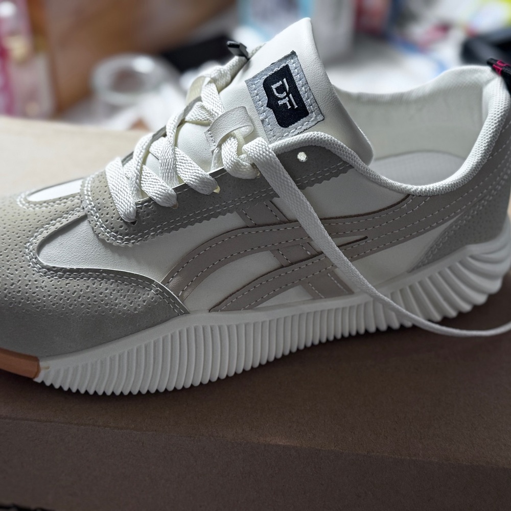 Women's Athletic Shoes - Gray and White